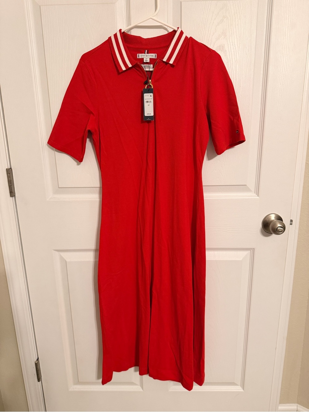 Tommy Hilfiger Red Slim Fit Polo Midi Dress Size Small NWT